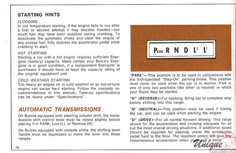 1971 Buick Skylark Owners Manual Page 52